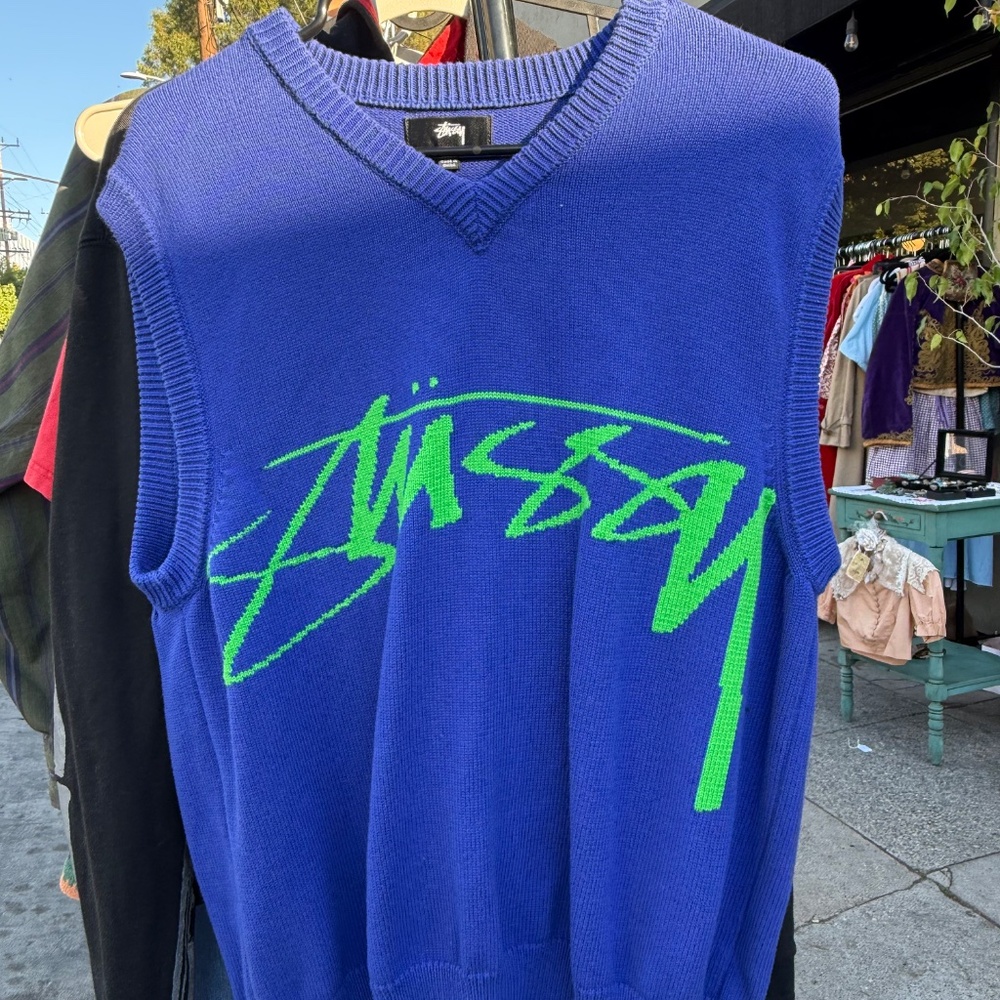 Stussy Blue Knit Sweater vest